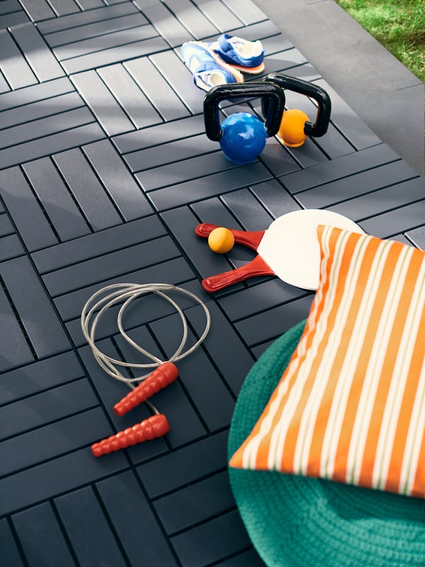 RUNNEN floor decking, outdoor, dark grey, 0.81 m²