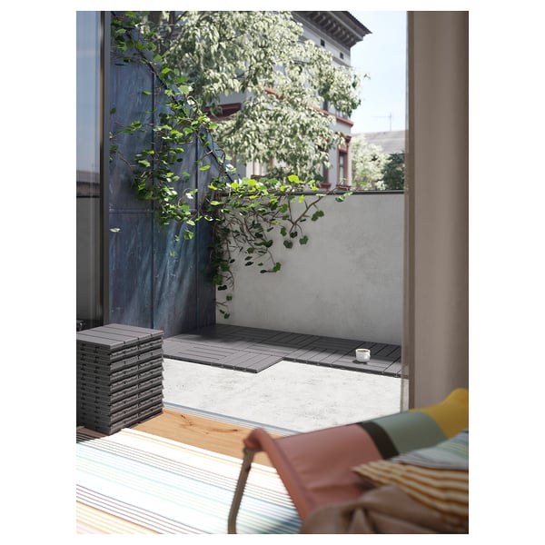 RUNNEN - RUNNEN Floor decking, outdoor, dark grey, 0.81 m²