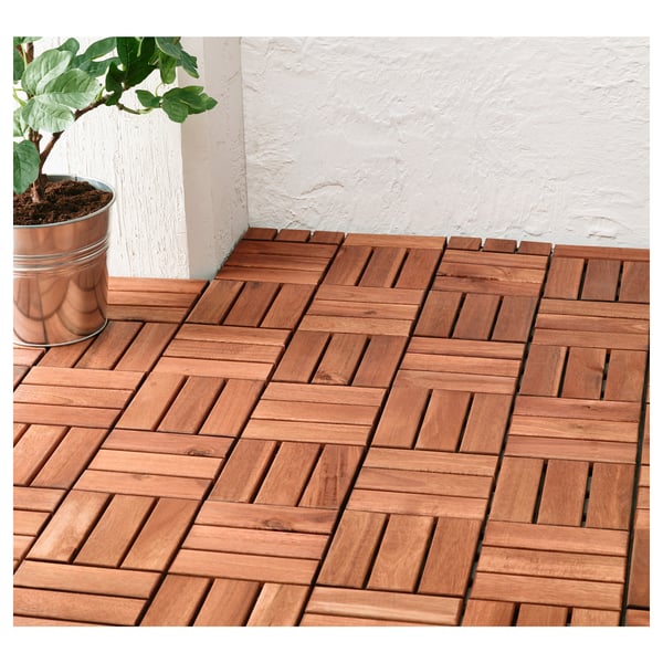 RUNNEN - Floor decking, outdoor, brown stained, 0.81 m²