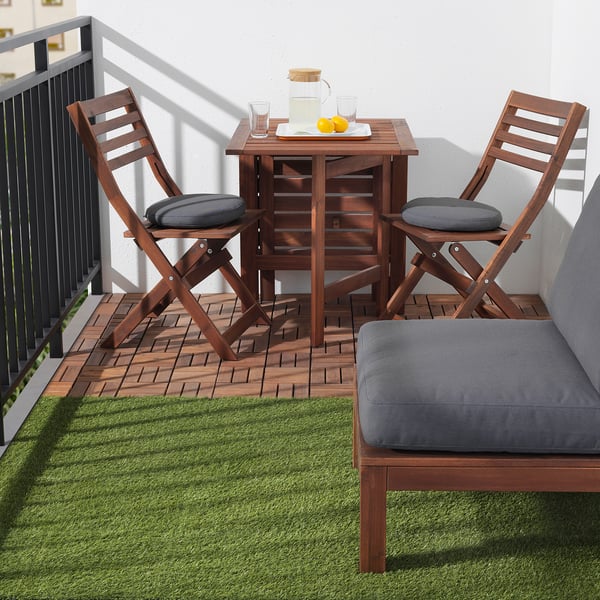 RUNNEN - Floor decking, outdoor, brown stained, 0.81 m²