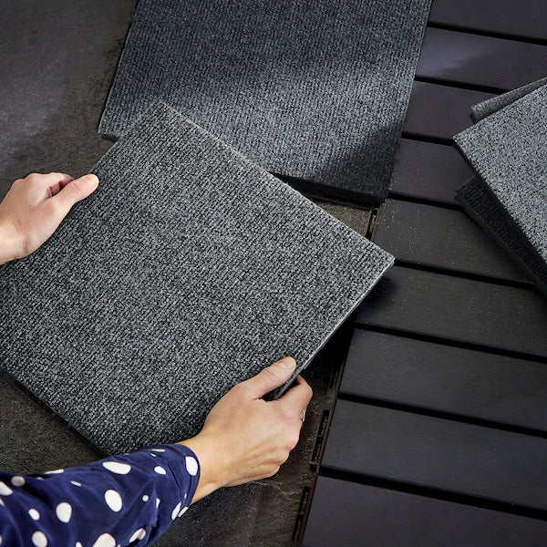 RUNNEN floor decking, outdoor, textile dark grey, 0.81 m²