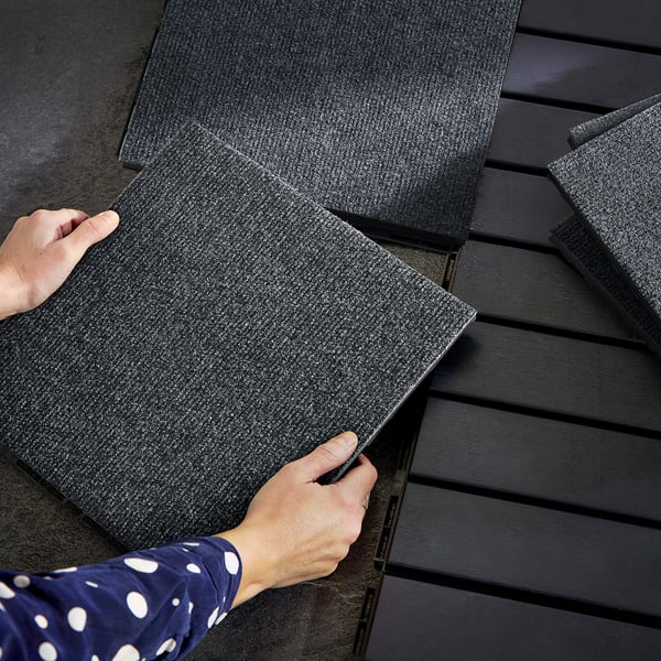 RUNNEN floor decking, outdoor, textile dark grey, 0.81 m²