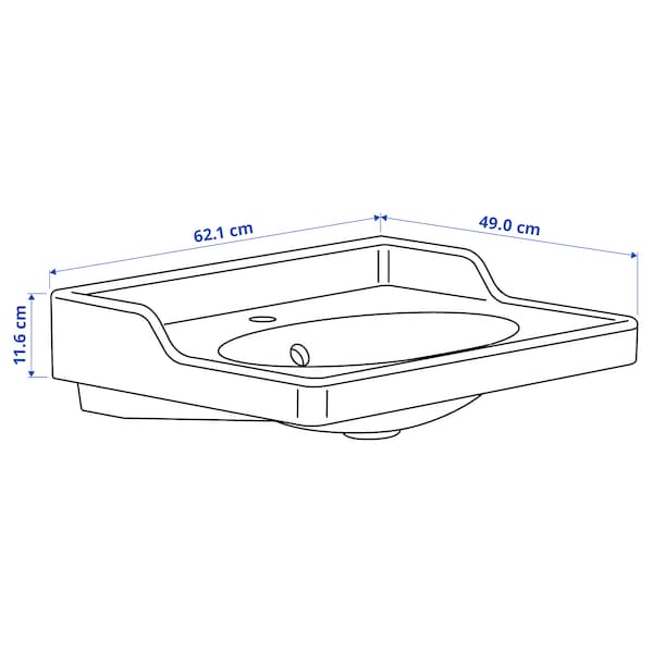 RUTSJÖN - Washbasin, white, 62x49 cm