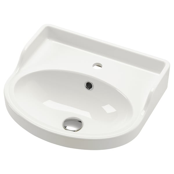 RUTSJÖN - Semi-recessed washbasin, white, 50x44 cm