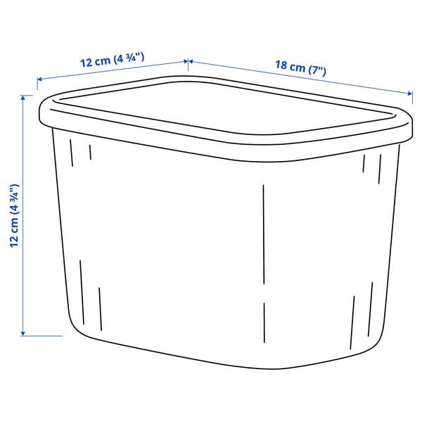 RYKTA - RYKTA Storage box with lid, transparent grey-blue, 12x18x12 cm/1.5 l