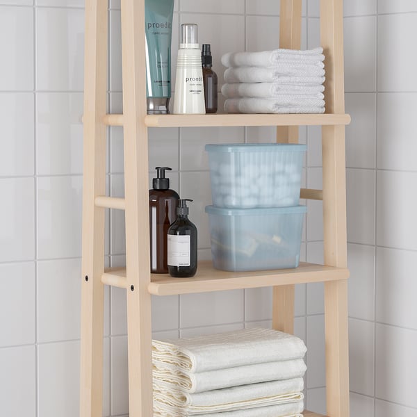 RYKTA storage box with lid, transparent grey-blue, 12x18x12 cm/1.5 l