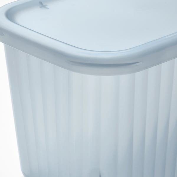RYKTA storage box with lid, transparent grey-blue, 12x18x12 cm/1.5 l