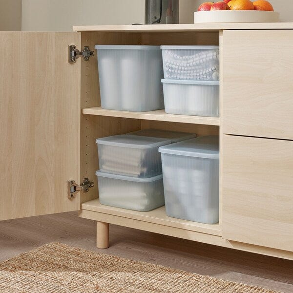 Ikea RYKTA - Storage box with lid, transparent grey-blue, 12x18x12 cm/1.5 l