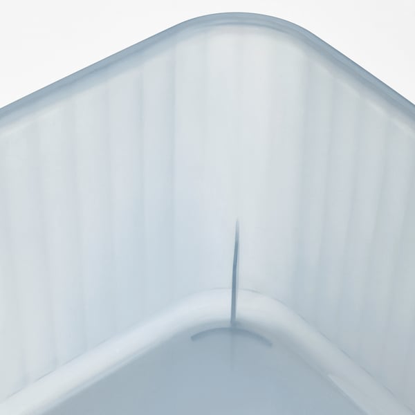 RYKTA storage box with lid, transparent grey-blue, 18x24x12 cm/3.5 l