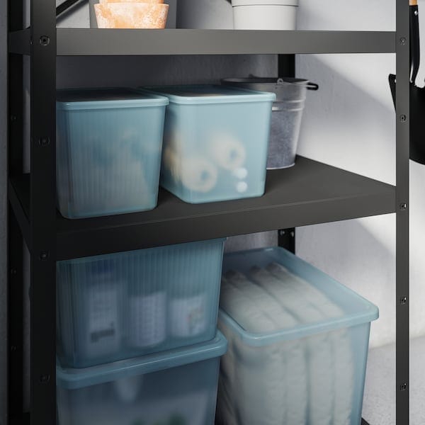 Ikea RYKTA - Storage box with lid, transparent grey-blue, 24x36x23 cm/14.5 l