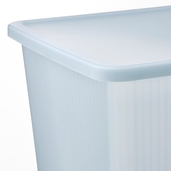 RYKTA storage box with lid, transparent grey-blue, 36x50x35 cm/44.5 l
