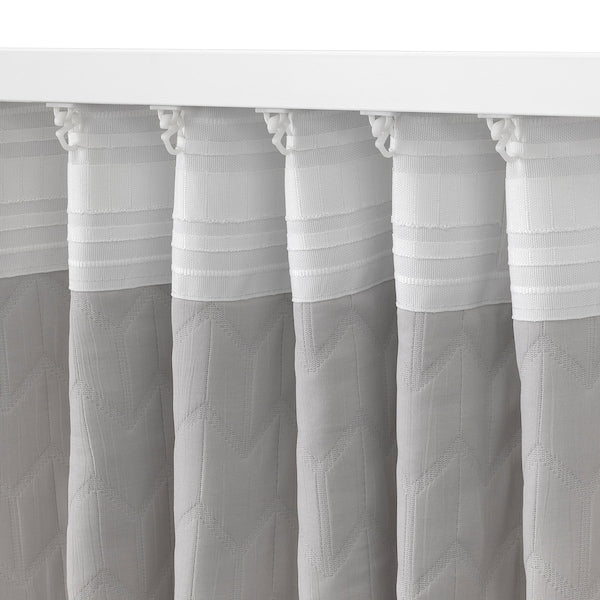 RYSSBRÄKEN room darkening curtain, 1 piece, light grey/with heading tape, 140x300 cm