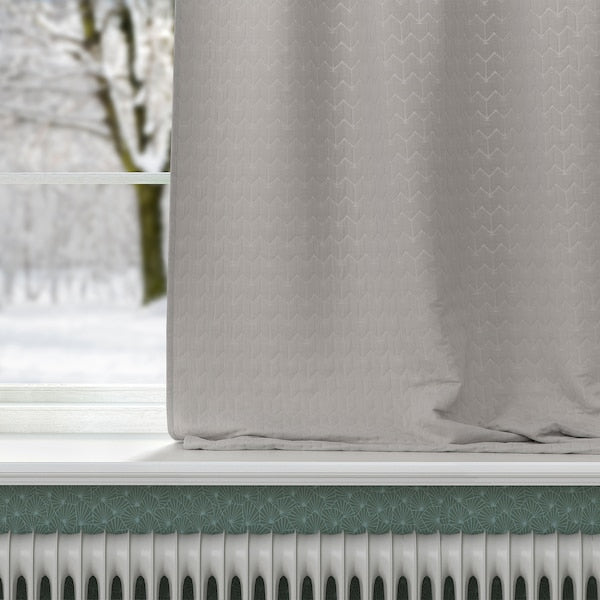 RYSSBRÄKEN room darkening curtain, 1 piece, light grey/with heading tape, 140x300 cm