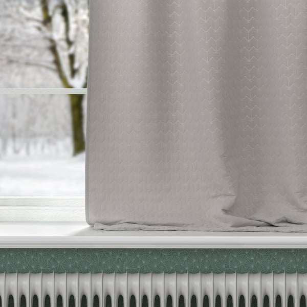 RYSSBRÄKEN room darkening curtain, 1 piece, light grey/with heading tape, 140x300 cm