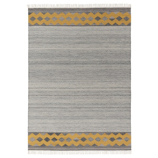 RYSSGRÄS - Rug, flatweave, grey-yellow/handmade, 170x240 cm