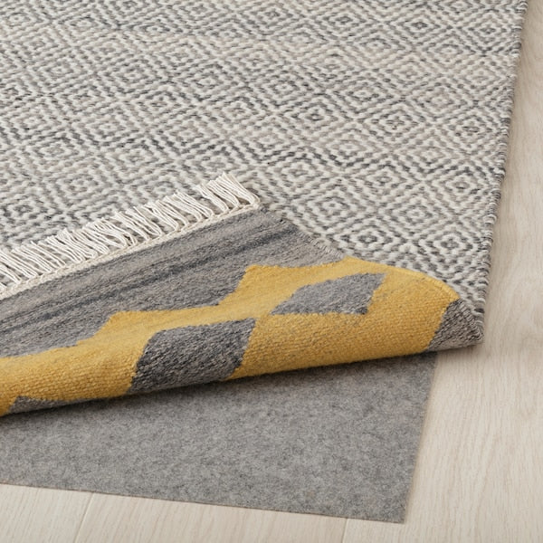 RYSSGRÄS - Rug, flatwoven, grey-yellow/handmade, 200x300 cm