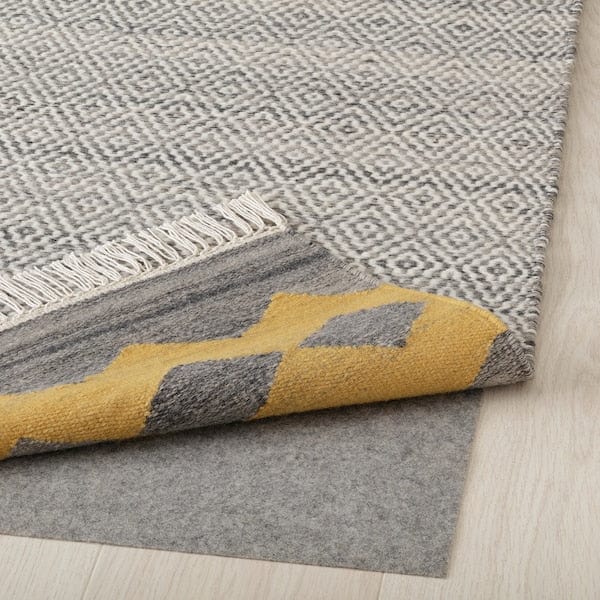 Ikea RYSSGRÄS - Rug, flatwoven, grey-yellow/handmade, 170x240 cm