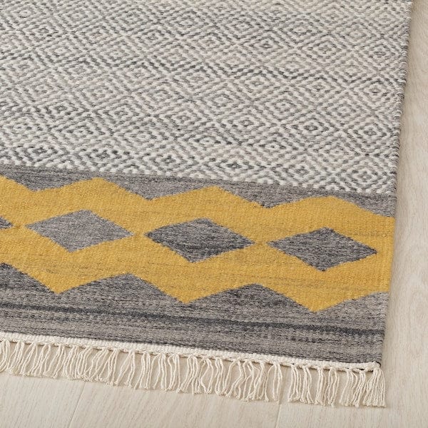 Ikea RYSSGRÄS - Rug, flatwoven, grey-yellow/handmade, 170x240 cm