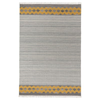 RYSSGRÄS - Rug, flatwoven, grey-yellow/handmade, 200x300 cm