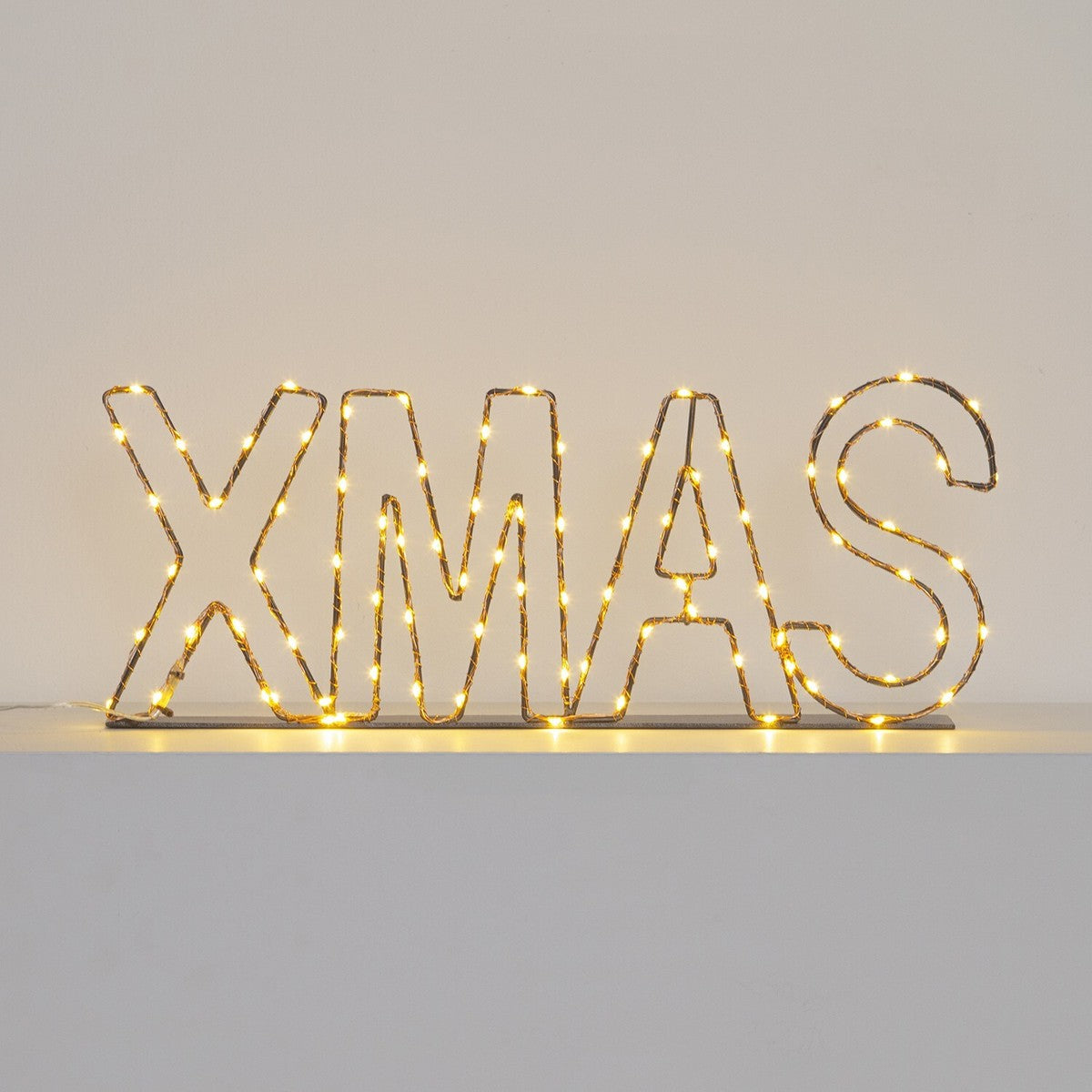 3D XMAS INSCRIPTION METAL FRAME MICROLED WARM WHITE 1.5MM FIXED LIGHT CABLE 4M+40XH15CM