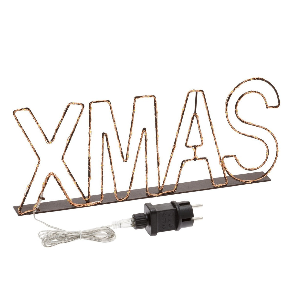 3D XMAS INSCRIPTION METAL FRAME MICROLED WARM WHITE 1.5MM FIXED LIGHT CABLE 4M+40XH15CM