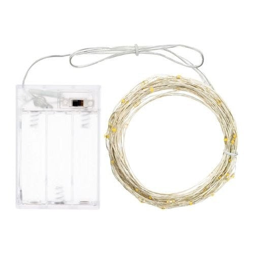 LINEAR CHAIN 10M 100 MICROLED WARM WHITE D.1.5MM BATTERY OPERATED INDOOR USE METAL CABLE A