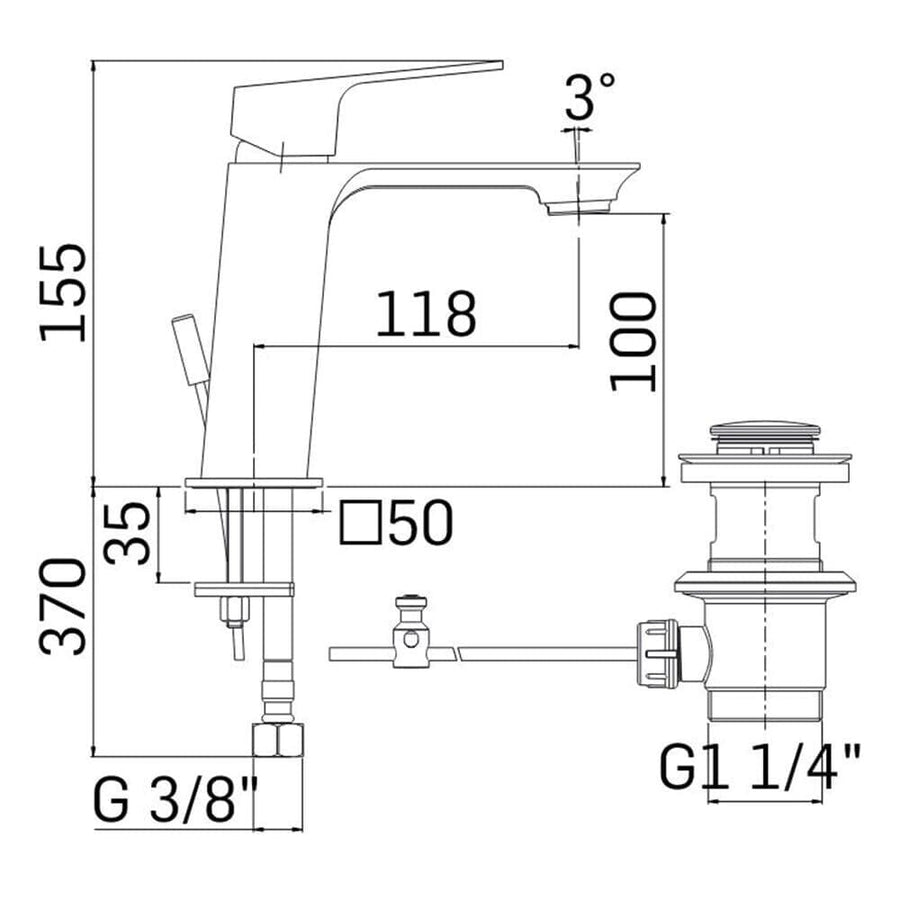 Bricocenter BLADE WASHBASIN MIXER WITH CHROME DRAIN MAMOLI