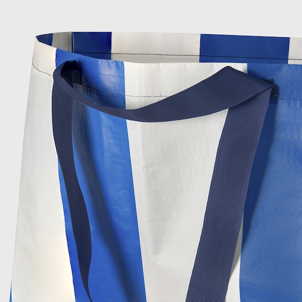 SÄCKKÄRRA carrier bag, white/blue, 37x57x39 cm/71 l