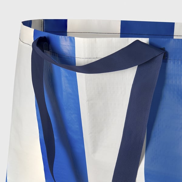 SÄCKKÄRRA carrier bag, white/blue, 37x57x39 cm/71 l