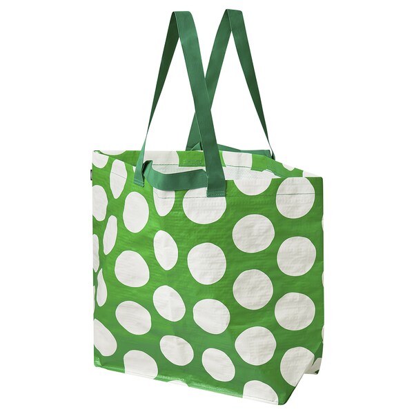 SÄCKKÄRRA - Carrier bag, white/green, 18x45x45 cm/36 l