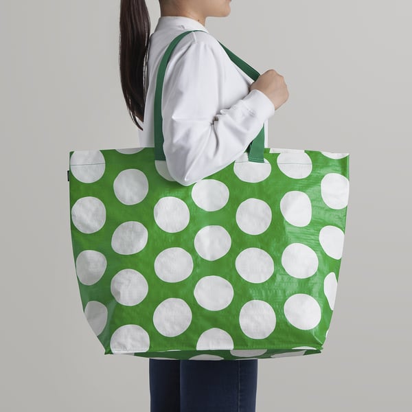 SÄCKKÄRRA - SÄCKKÄRRA Carrier bag, white/green, 18x45x45 cm/36 l