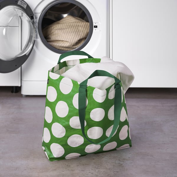 SÄCKKÄRRA - SÄCKKÄRRA Carrier bag, white/green, 18x45x45 cm/36 l