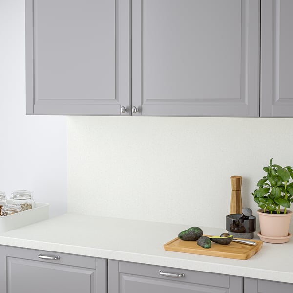SÄLJAN worktop, white/light grey stone effect/laminate, 246x3.8 cm