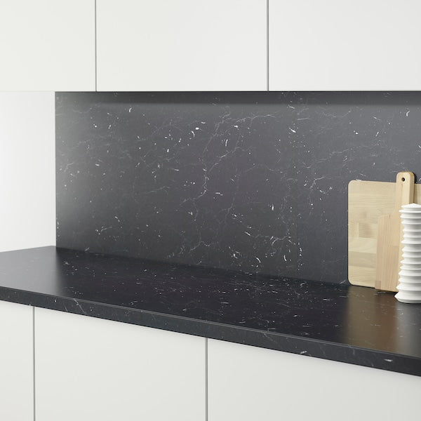 SÄLJAN - Worktop, black marble effect/laminate, 246x3.8 cm