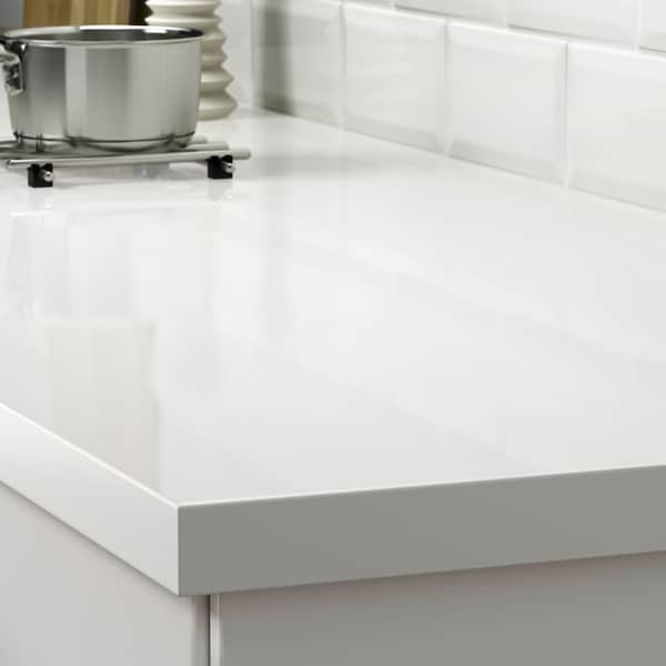 SÄLJAN - Custom made worktop, white high-gloss/laminate, 45.1-63.5x3.8 cm