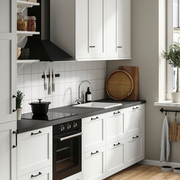 SÄLJAN custom made worktop, dark grey stone effect/laminate, 30-45x3.8 cm