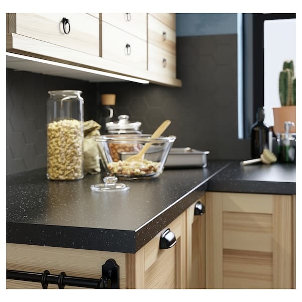 Ikea SÄLJAN - Custom made worktop, black mineral effect/laminate, 30-45x3.8 cm