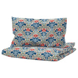 SÄTERVIDE duvet cover 1 pillowcase for cot, white blue/floral pattern, 110x125/35x55 cm