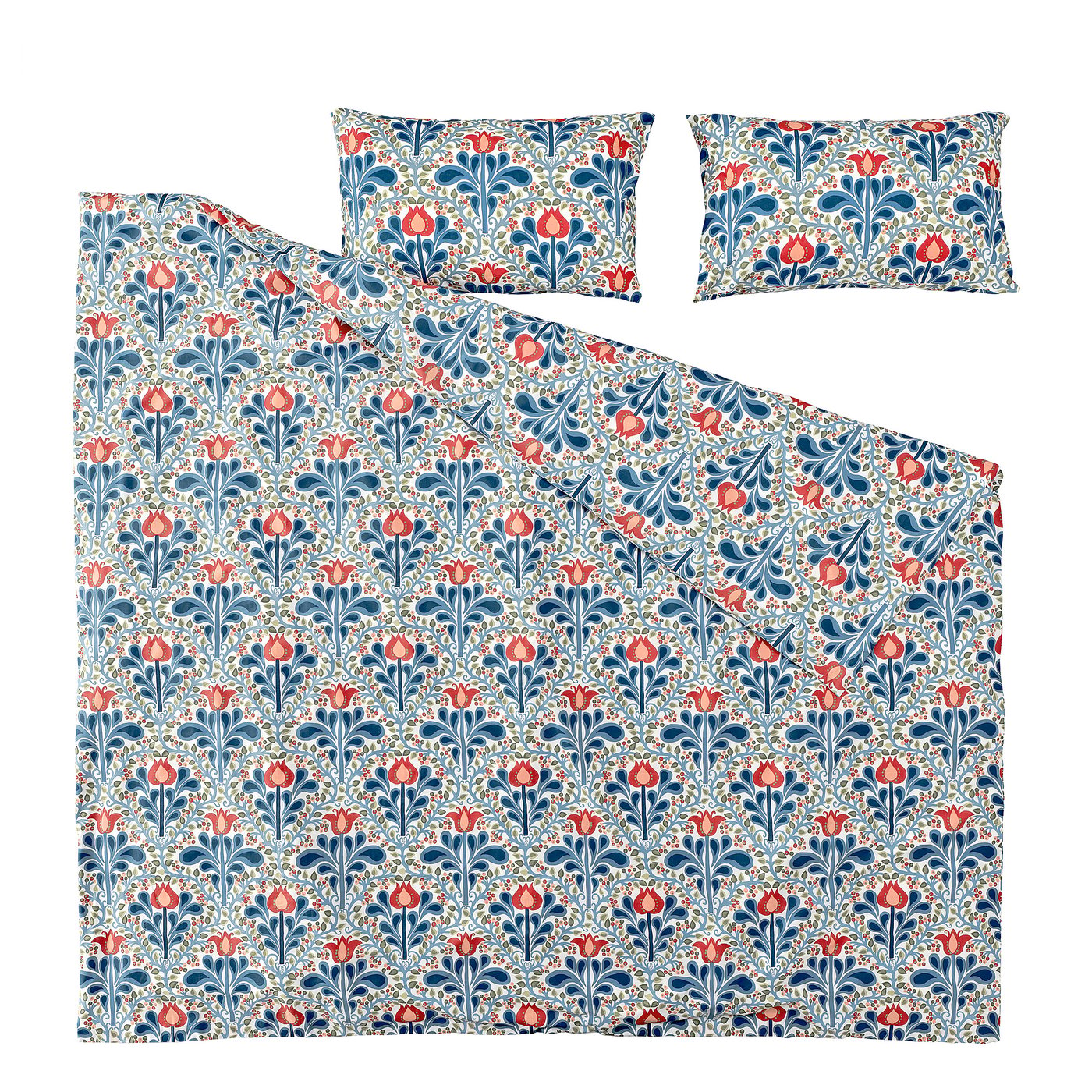 SÄTERVIDE duvet cover and 2 pillowcases, multicolour/floral pattern, 240x220/50x80 cm