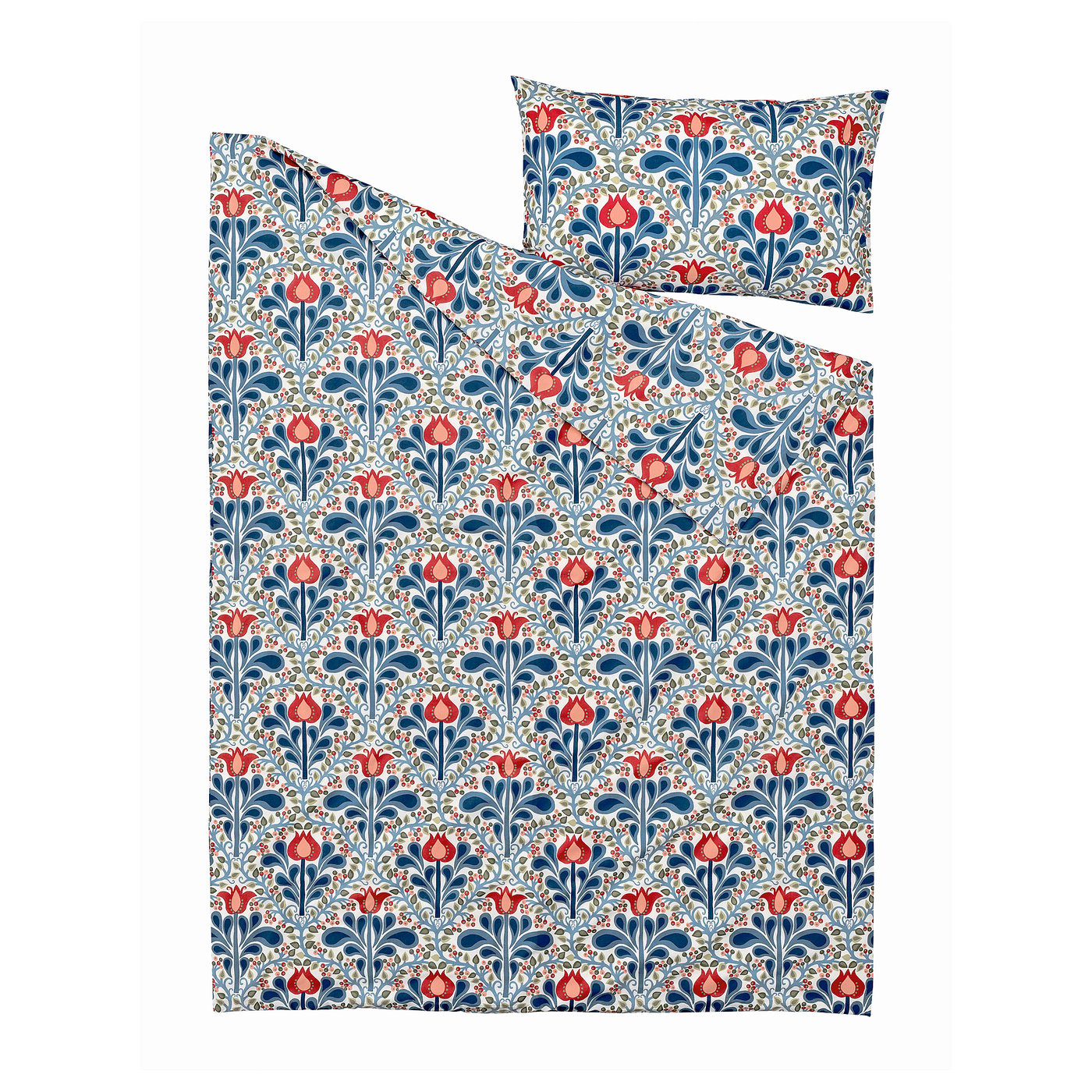 SÄTERVIDE duvet cover and pillowcase, multicolour/floral pattern, 150x200/50x80 cm
