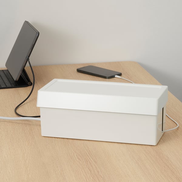 SÄTTING cable management box with lid, 32x13x14 cm