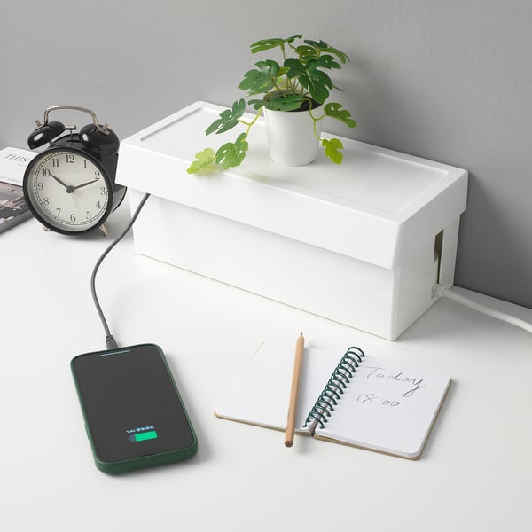 SÄTTING cable management box with lid, 32x13x14 cm