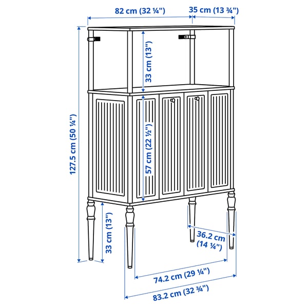 SÅGMÄSTARE cabinet, light grey-blue, 83x36x128 cm