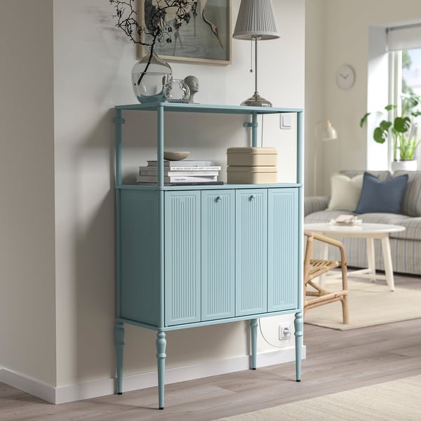 SÅGMÄSTARE cabinet, light grey-blue, 83x36x128 cm