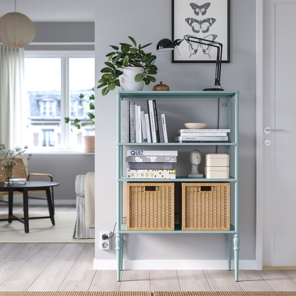 SÅGMÄSTARE shelving unit, light grey-blue, 83x36x128 cm
