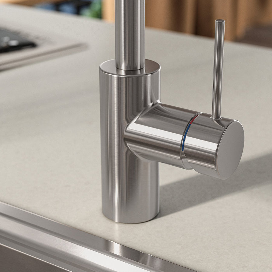 SALLSJÖN kitchen mixer tap single side lever, stainless steel colour