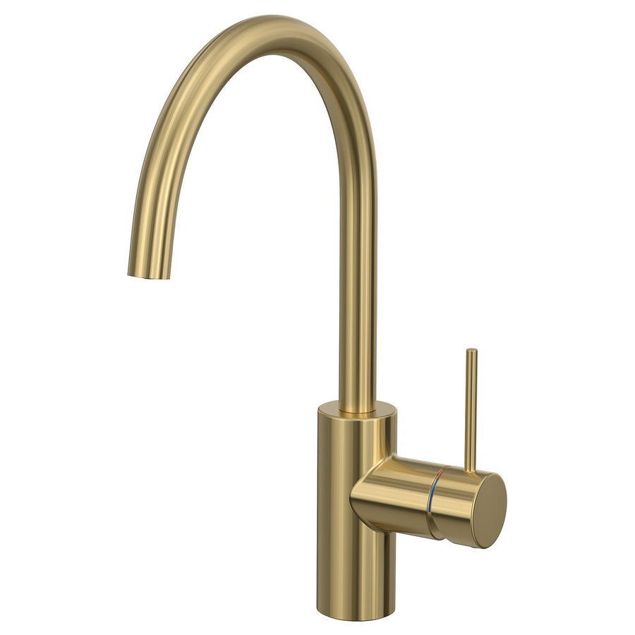 SALLSJÖN kitchen mixer tap single side lever, brass-colour
