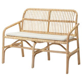 SALNÖ / GRYTTOM bench with pad, armrests rattan/Gransel natural, 113x84x58 cm