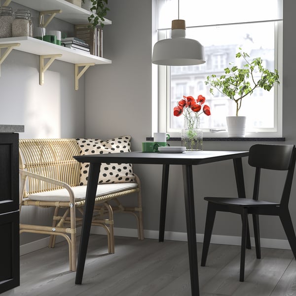 SALNÖ / GRYTTOM - Bench with cushion, rattan/Gransel natural arms