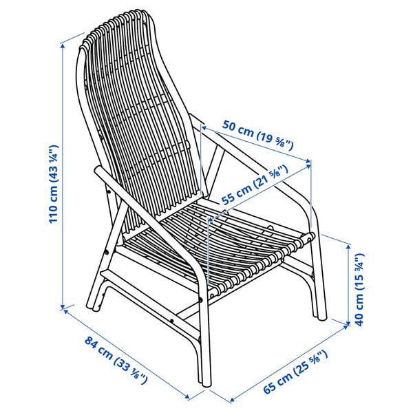 SALNÖ armchair, rattan, 65x110x84 cm